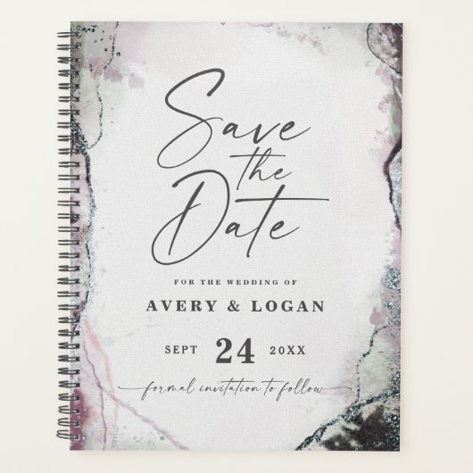 Abstracte etherische Mauve Lila Paarse huwelijkspl Planner (Voorkant)