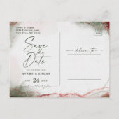 Abstracte etherische terra rosa bruiloft save the  aankondigingskaart (Achterkant)