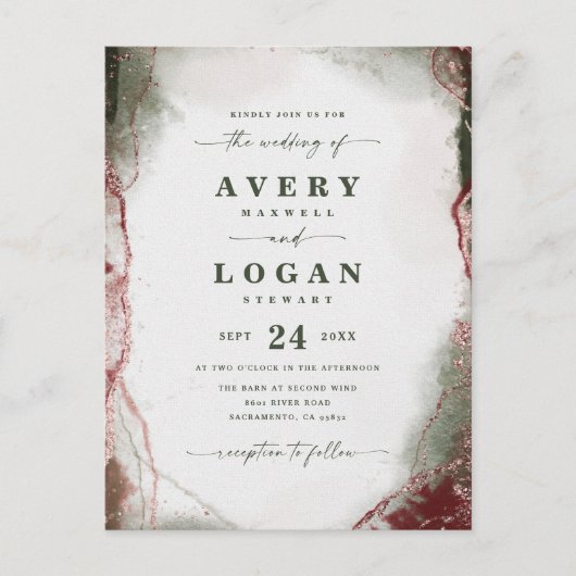 Abstracte etherische Terra Rosa huwelijksuitnodigi Aankondigingskaart (Voorkant)