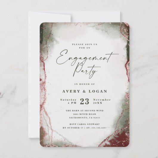 Abstracte etherische Terra Rosa verlovingsfeest Kaart (Voorkant)