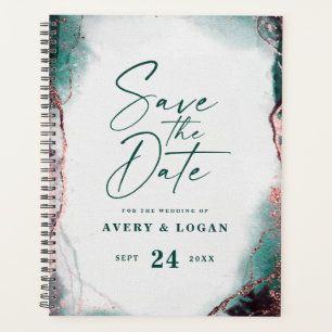 Abstracte etherische Waterverf smaragdgroene trouw Planner