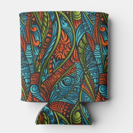 Abstracte etnische achtergrond blikjeskoeler (Achterkant)