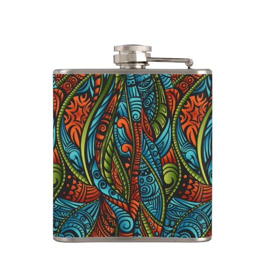 Abstracte etnische achtergrond heupfles (Achterkant)