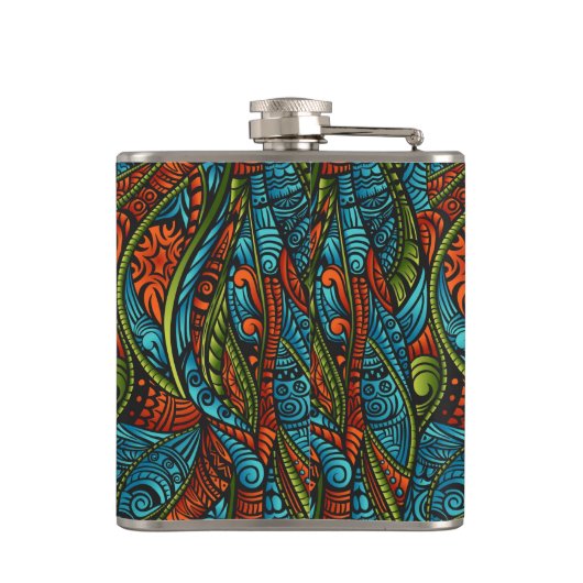 Abstracte etnische achtergrond heupfles (Achterkant)