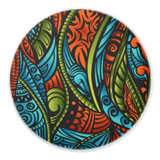 Abstracte etnische achtergrond keramische knop (Voorkant)