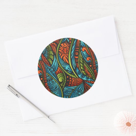 Abstracte etnische achtergrond ronde sticker (Envelop)