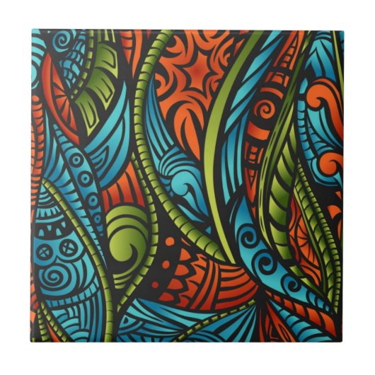 Abstracte etnische achtergrond tegeltje (Voorkant)