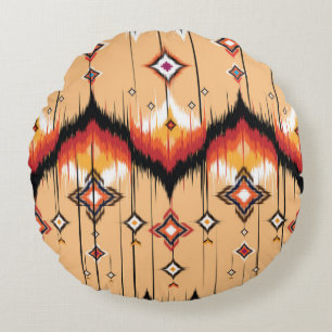 Abstracte etnische geometrische vormgeving, Ikat g Rond Kussen