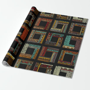 Abstracte etnische lijsten, naadloos patroon cadeaupapier