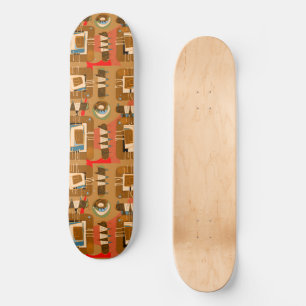 Abstracte etnische matrix - bruine Blauwgroen terr Persoonlijk Skateboard