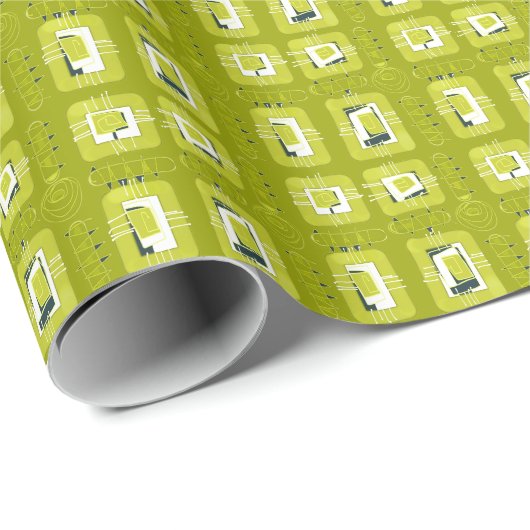 Abstracte etnische matrix - Kiwi Green Cadeaupapier (Rol Hoek)