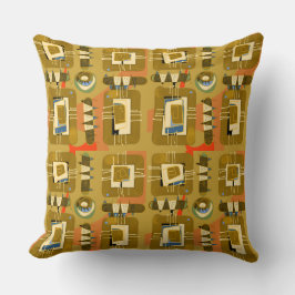 Abstracte etnische matrix - olijf Blauwgroen terra Kussen