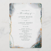 Abstracte eucalyptus groene huwelijksceremonie programmakaart (Voorkant)