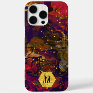 Abstracte Evening Red, Cream en Midnight Blue iPhone 16 Pro Max Hoesje