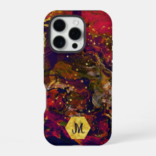 Abstracte Evening Red, Cream en Midnight Blue iPhone 16 Pro Hoesje