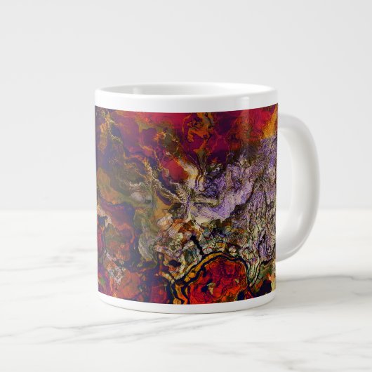 Abstracte Evening Red, Cream & Midnight Swirl Grote Koffiekop (Voorkant rechts)