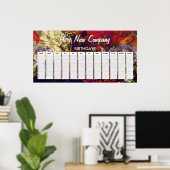 Abstracte Evening Red, Cream & Midnight Swirl Poster (Thuiskantoor)