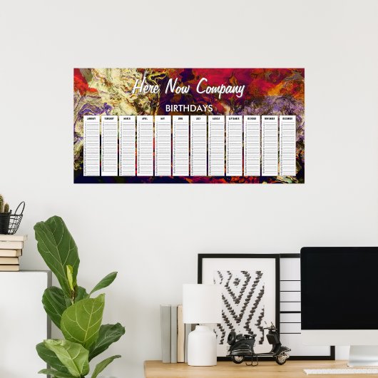 Abstracte Evening Red, Cream & Midnight Swirl Poster (Thuiskantoor)