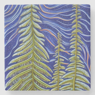 Abstracte Evergreens Stenen Onderzetter