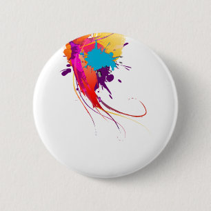 Abstracte exotische Spletters voor het verven van  Ronde Button 5,7 Cm