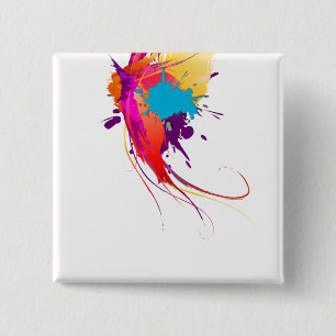 Abstracte exotische Spletters voor het verven van  Vierkante Button 5,1 Cm
