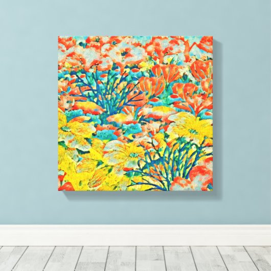 Abstracte exotische zomertuin canvas afdruk (Insitu (Houten vloer))