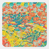 Abstracte exotische zomertuin vierkante sticker (Voorkant)