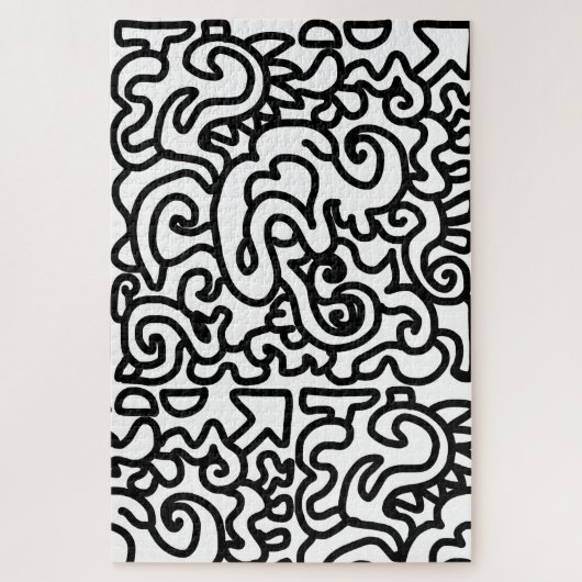 Abstracte expert zwarte en witte puzzel legpuzzel (Verticaal)