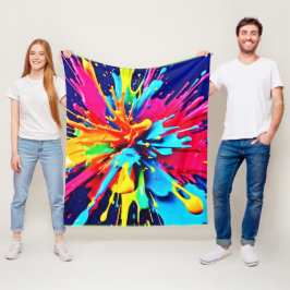 Abstracte explosie van kleur en verf fleece deken