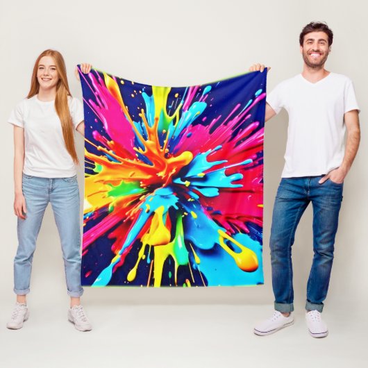 Abstracte explosie van kleur en verf fleece deken (In situ)