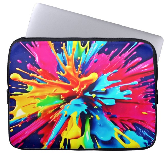 Abstracte explosie van kleur en verf laptop sleeve (Voorkant)