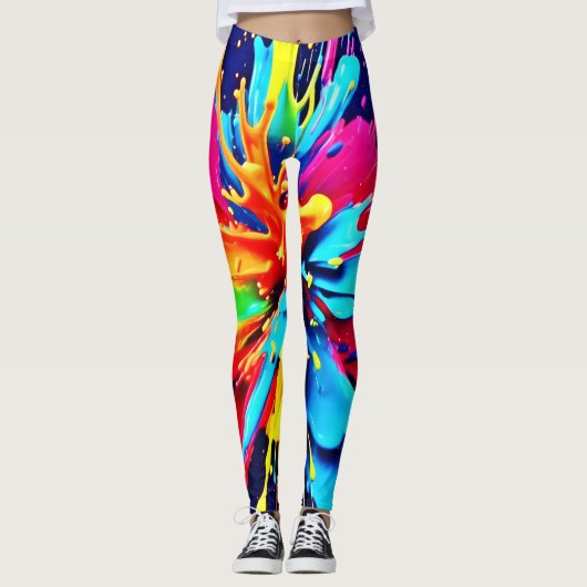 Abstracte explosie van kleur en verf leggings (Voorkant)