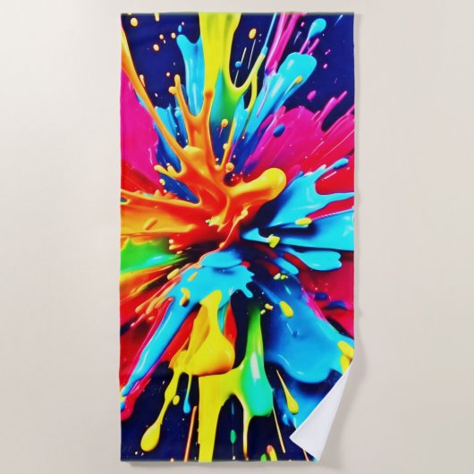 Abstracte explosie van kleur en verf strandlaken (Voorkant)
