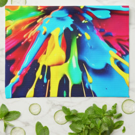 Abstracte explosie van kleur en verf theedoek