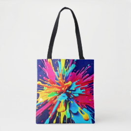 Abstracte explosie van kleur en verf tote bag