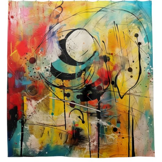Abstracte explosie van levendige kleuren en dynami douchegordijn (Voorkant)