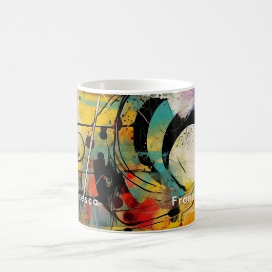 Abstracte explosie van levendige kleuren en dynami koffiemok (Center)