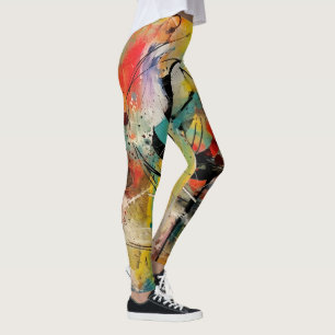 Abstracte explosie van levendige kleuren en dynami leggings