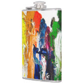 Abstracte expressie van menselijke figuren in bewe heupfles (Links)