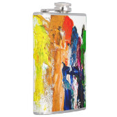 Abstracte expressie van menselijke figuren in bewe heupfles (Rechts)