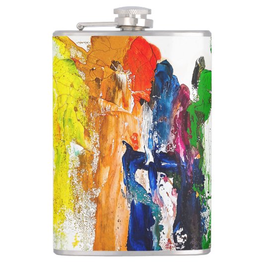 Abstracte expressie van menselijke figuren in bewe heupfles (Voorkant)