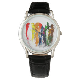 Abstracte expressie van menselijke figuren in bewe horloge