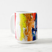 Abstracte expressie van menselijke figuren in bewe koffiemok (Voorkant links)