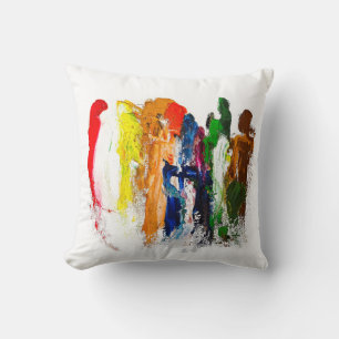 Abstracte expressie van menselijke figuren in bewe kussen
