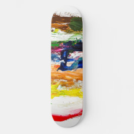 Abstracte expressie van menselijke figuren in bewe persoonlijk skateboard