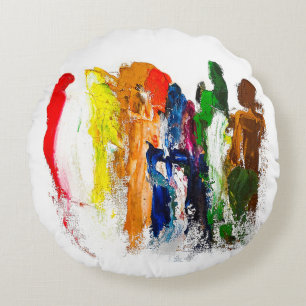 Abstracte expressie van menselijke figuren in bewe rond kussen