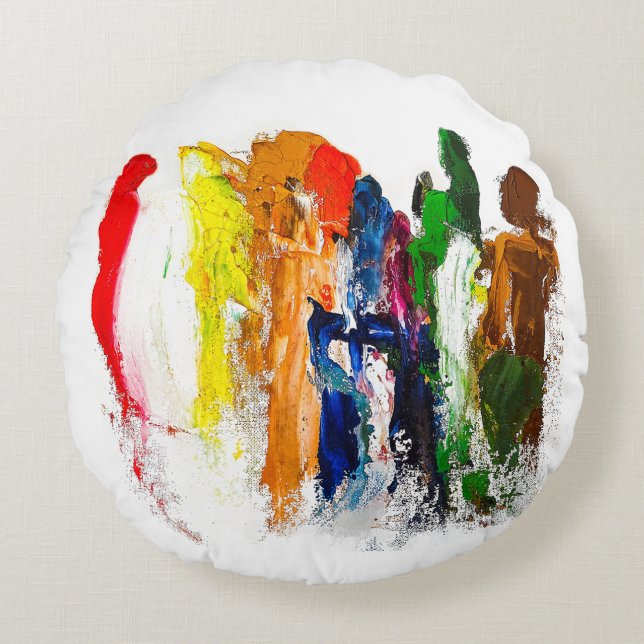 Abstracte expressie van menselijke figuren in bewe rond kussen (Voorkant)