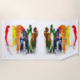 Abstracte expressie van menselijke figuren in bewe strandlaken