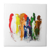 Abstracte expressie van menselijke figuren in bewe tegeltje (Voorkant)