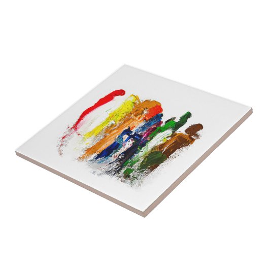 Abstracte expressie van menselijke figuren in bewe tegeltje (Zijkant)